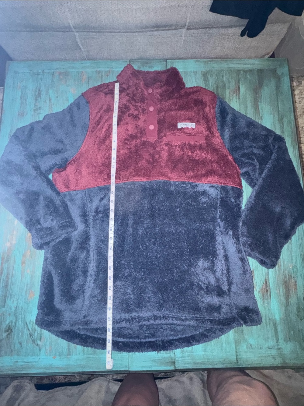 Women’s Magellan size L Two-Tone Plush Pullover  - Burgundy and Navy